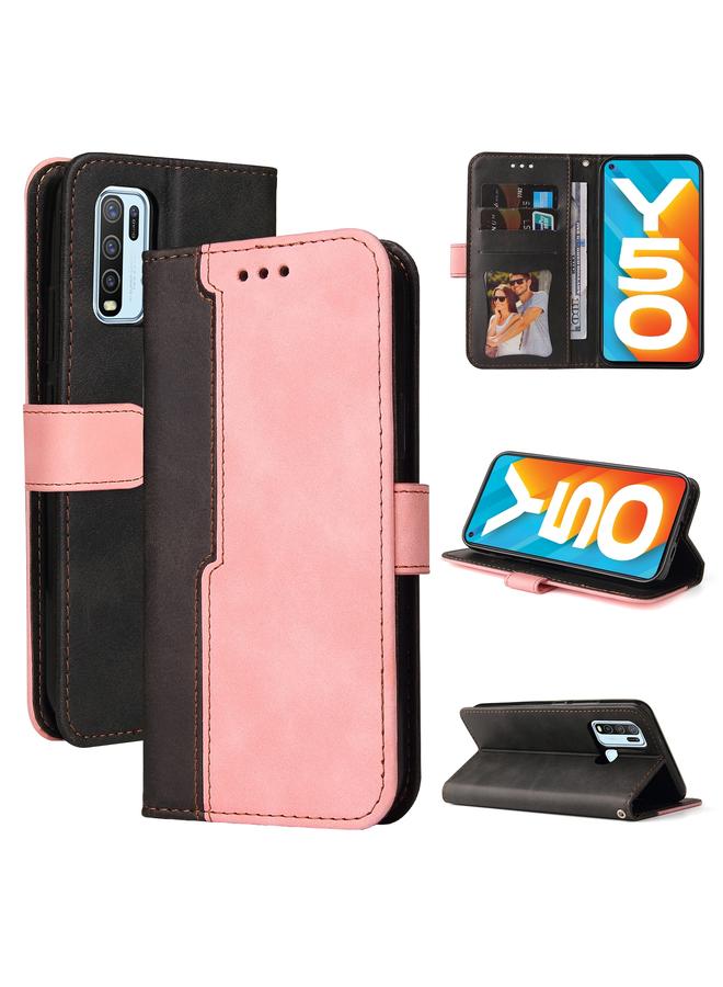 erorex Case For vivo Y50 / Y30 Global Business Stitching-Color Horizontal Flip PU Leather Case with Holder & Card Slots & Photo Frame - Image 1