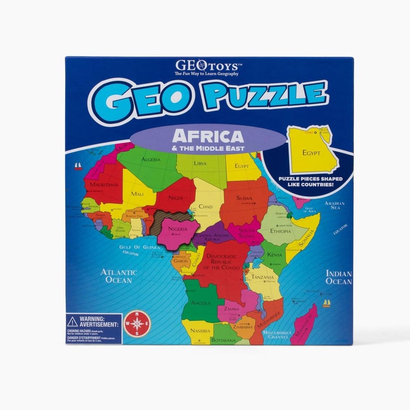 GeoToys GeoPuzzle Africa & Middle East Shaped Jigsaw Puzzle - 65 Piece Educational Map Puzzle for Kids Ages 6-9 - Image 2