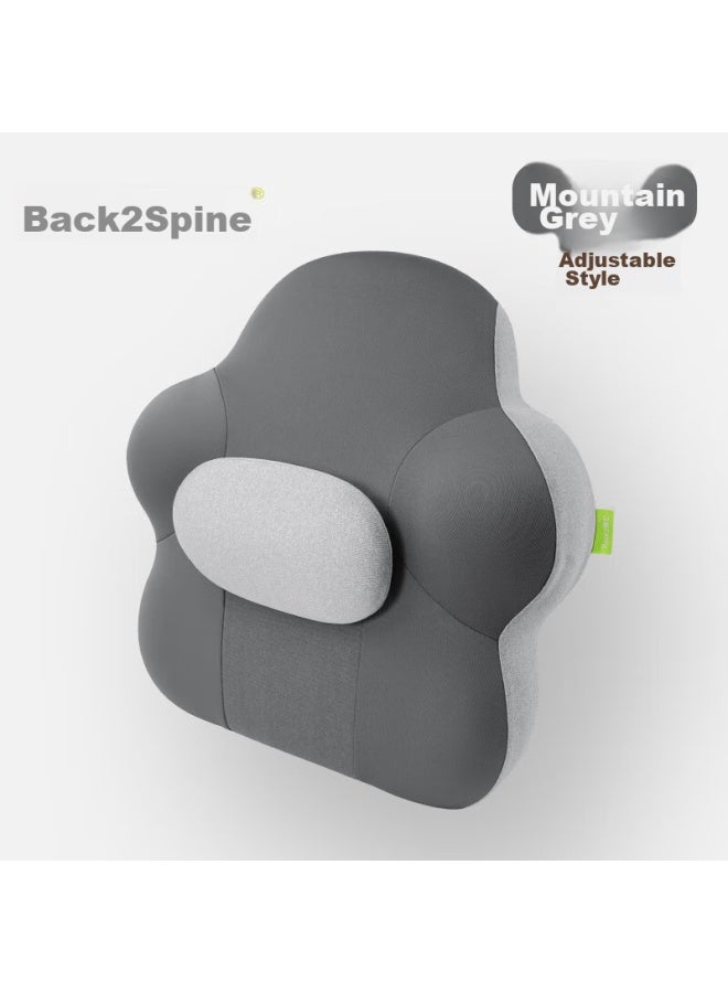 Back2 Lumbar Support Cushion, Office Chair Back Support, Bed Headboard Pillow, Car Backrest Pad, Memory Foam Lumbar Pillow, Gray - Image 1