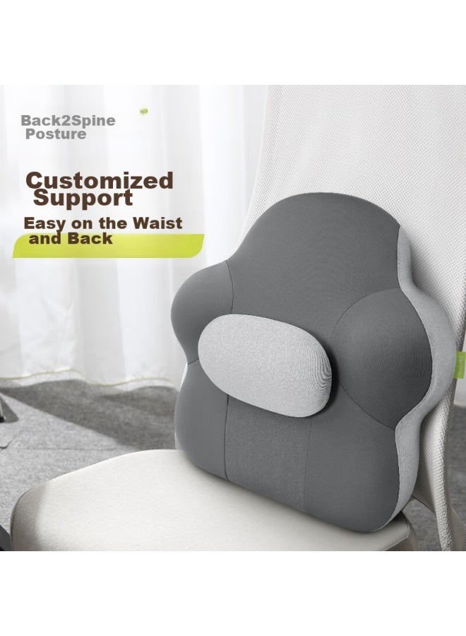 Back2 Lumbar Support Cushion, Office Chair Back Support, Bed Headboard Pillow, Car Backrest Pad, Memory Foam Lumbar Pillow, Gray - Image 5