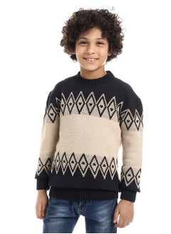 Wool Boys Pullover With Multi Design