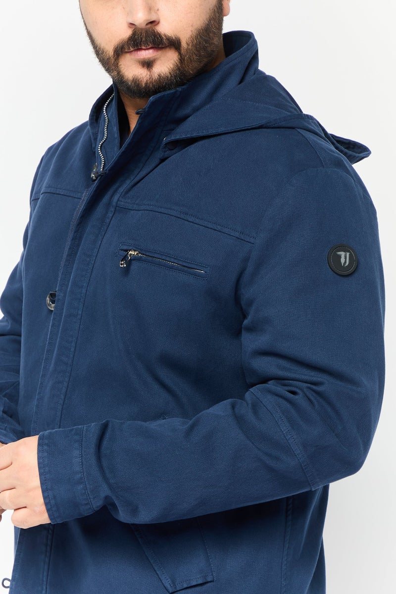 Trussardi Jeans Men Plain Parka Jacket,Navy Blue - Image 3