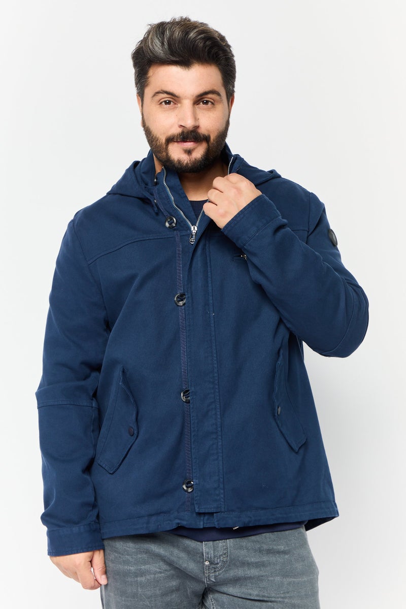 Trussardi Jeans Men Plain Parka Jacket,Navy Blue - Image 1