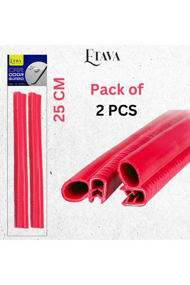ETAVA Car Door Edge Guard Rubber Clip (2 Pcs, 25cm Each) | U Shape Anti-Collision Bumper Strip | Universal Fit – No Glue – Scratch Protector for Most Cars – Red - Image 2
