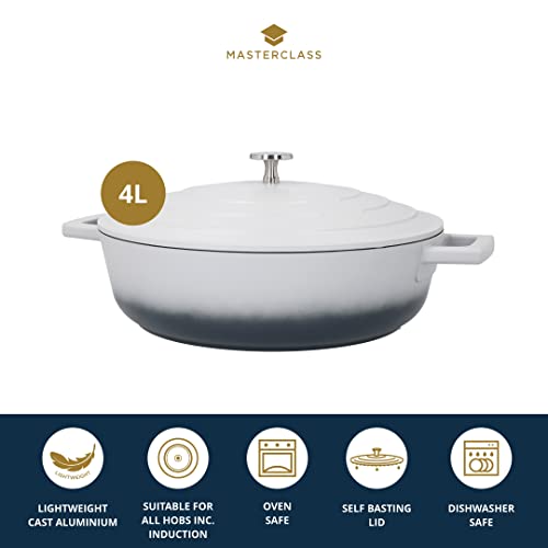 Master Class MasterClass MCMSCRD28GRY Shallow Casserole Dish with Lid, Lightweight Cast Aluminium, Induction Hob and Oven Safe, Ombre Grey, 4 Litre/28 cm - Image 3