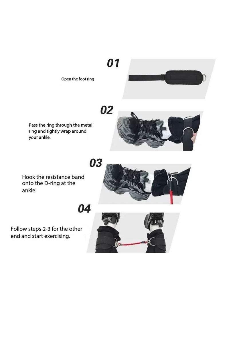 CityRiya-Long Ankle Straps, Adjustable Comfortable Ankle Cuffs with D-Ring & Velcro for Resistance Strength Training, Gym/Home Workouts, Tone Legs, Physical Therapy, Yoga Stretching - Men & Women - Image 4