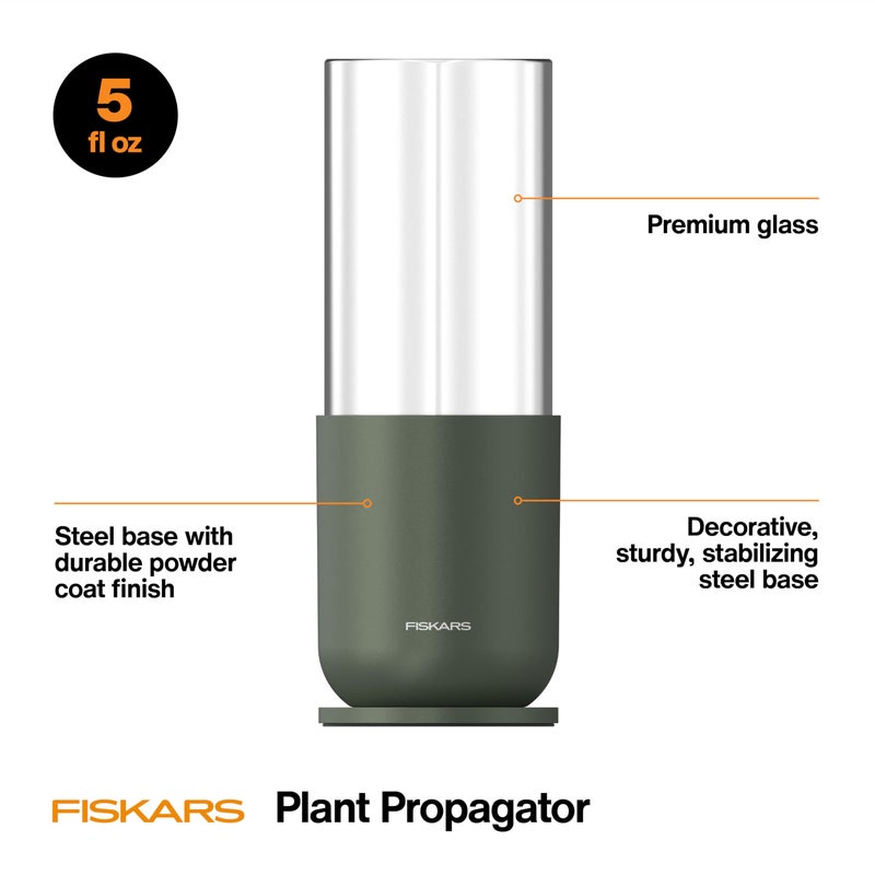 Fiskars Plant Propagator, 1 Piece â€“ Single Decorative Glass Propagation Vase with Metal Base for Rooting Plant Cuttings and Hydroponic Display - Image 2