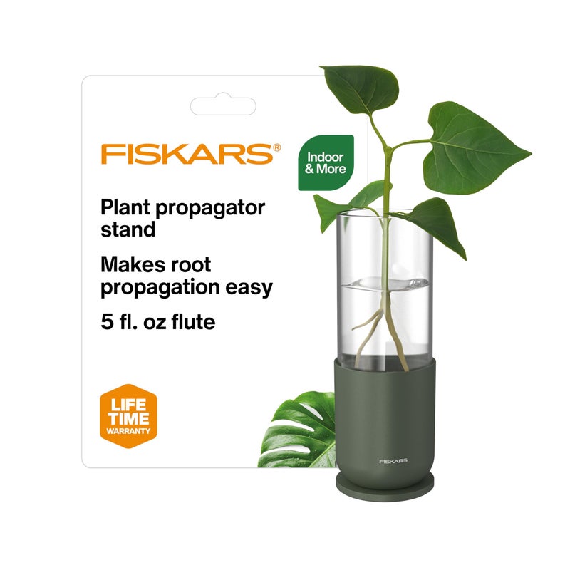 Fiskars Plant Propagator, 1 Piece â€“ Single Decorative Glass Propagation Vase with Metal Base for Rooting Plant Cuttings and Hydroponic Display - Image 1