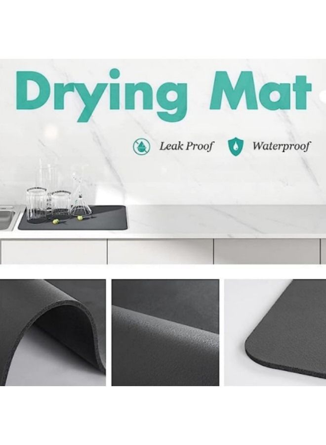 GGEROU Dish Drying Mat for Kitchen Counter 20" x 16" inch Absorbent Reversible Microfiber Dish Mat - Image 2