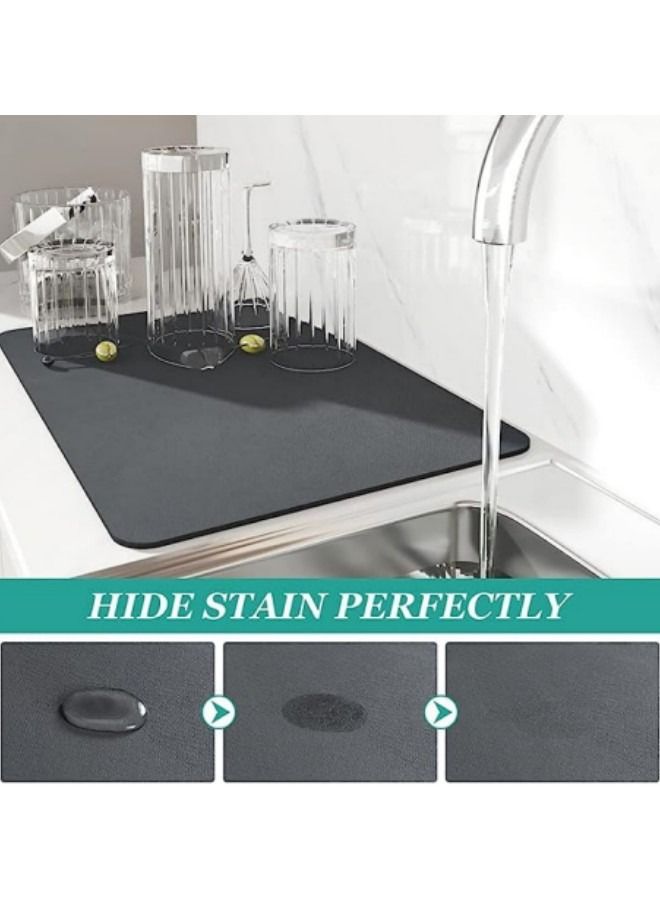 GGEROU Dish Drying Mat for Kitchen Counter 20" x 16" inch Absorbent Reversible Microfiber Dish Mat - Image 3