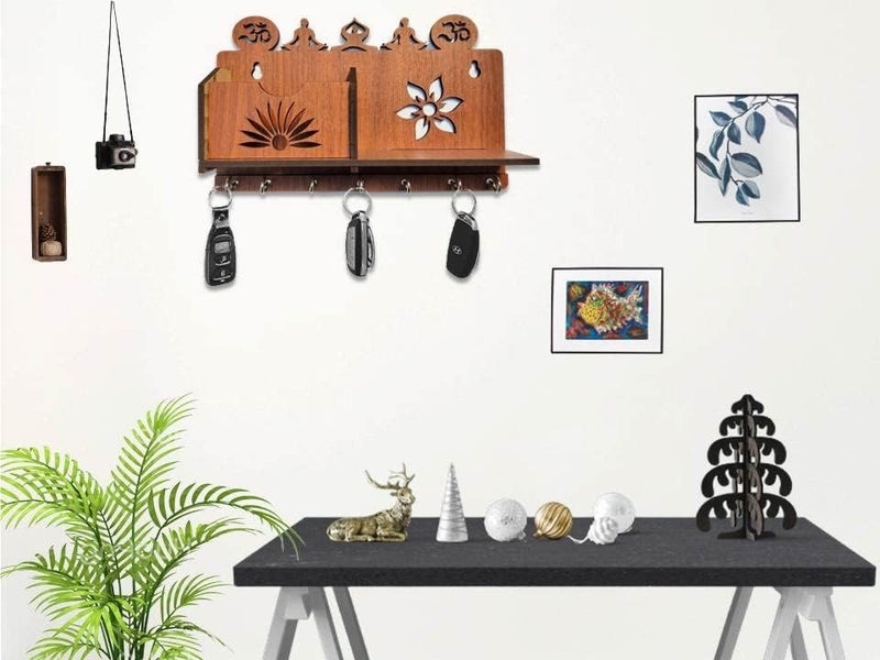 My Dream Carts OM Yoga Design MDF Wood Wall Mounted Key Holders Mobile Stand for Wall Decor Wooden Keys Hanger Stylish Hook Stand Key Organizer for Home Decor, Office Decor Key Chain Holders for Wall - Image 5