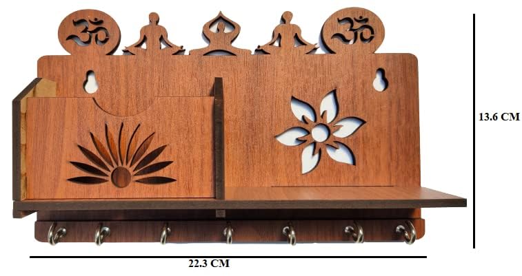 My Dream Carts OM Yoga Design MDF Wood Wall Mounted Key Holders Mobile Stand for Wall Decor Wooden Keys Hanger Stylish Hook Stand Key Organizer for Home Decor, Office Decor Key Chain Holders for Wall - Image 3