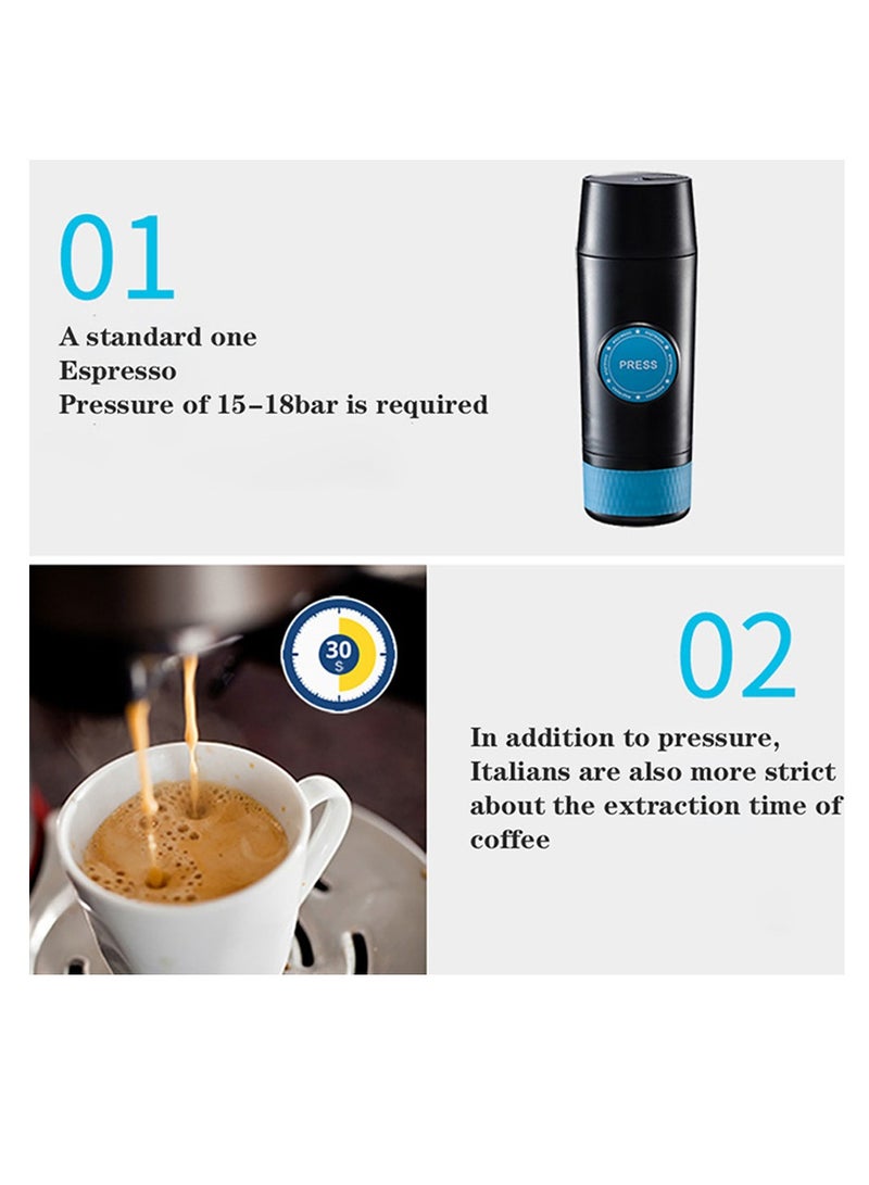 Furtey Electric Coffee Machine ,Mini Portable Ground Coffee Espresso Machine , Maker for Camping Hiking Black, Vehicle Mounted Outdoor Coffee Machine , Capsule Coffee Machine 22*7*7cm - Image 4
