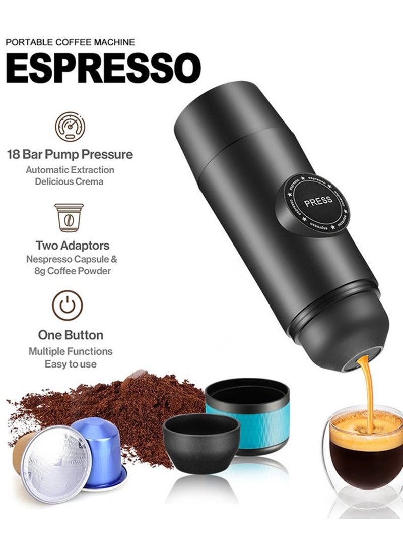 Furtey Electric Coffee Machine ,Mini Portable Ground Coffee Espresso Machine , Maker for Camping Hiking Black, Vehicle Mounted Outdoor Coffee Machine , Capsule Coffee Machine 22*7*7cm - Image 1