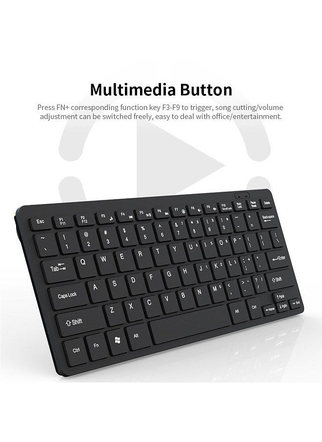 Generic - K-1000 Mini Keyboard 78-key Mini Keyboard USB Powered Wired Keyboard Chocolate Keyboard Portable Office Keyboard Black - Image 1