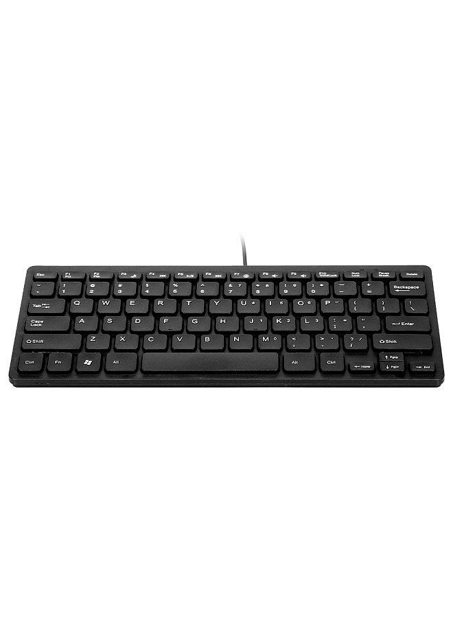 Generic - K-1000 Mini Keyboard 78-key Mini Keyboard USB Powered Wired Keyboard Chocolate Keyboard Portable Office Keyboard Black - Image 1