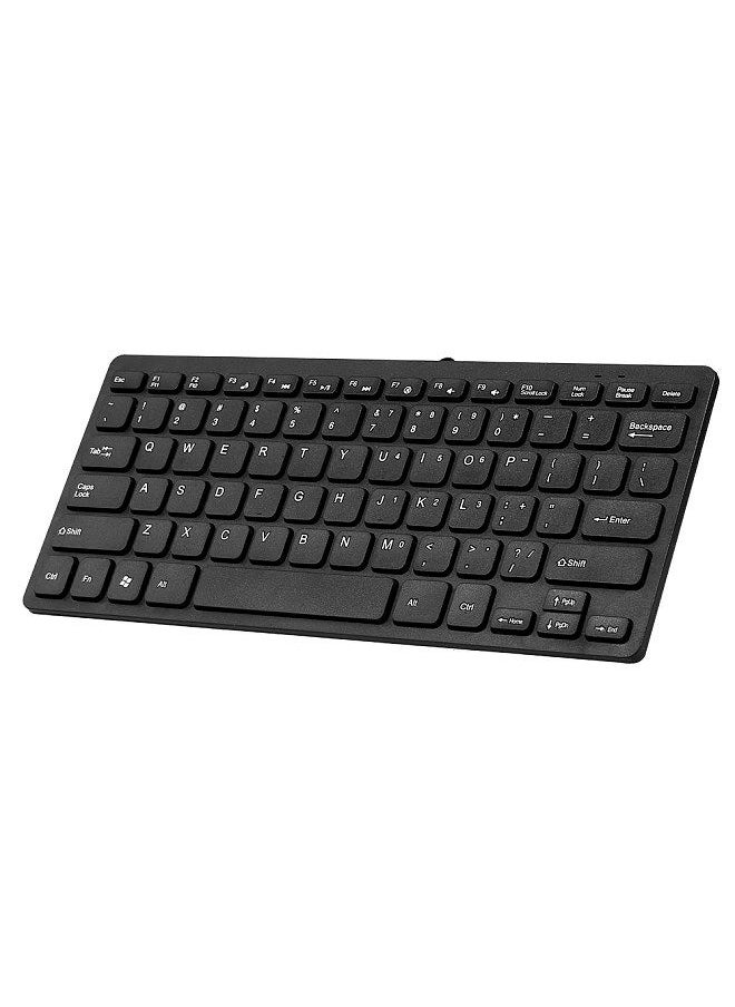 Generic - K-1000 Mini Keyboard 78-key Mini Keyboard USB Powered Wired Keyboard Chocolate Keyboard Portable Office Keyboard Black - Image 1