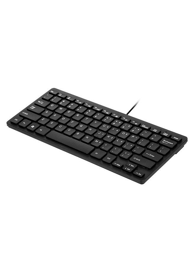 Generic - K-1000 Mini Keyboard 78-key Mini Keyboard USB Powered Wired Keyboard Chocolate Keyboard Portable Office Keyboard Black - Image 1