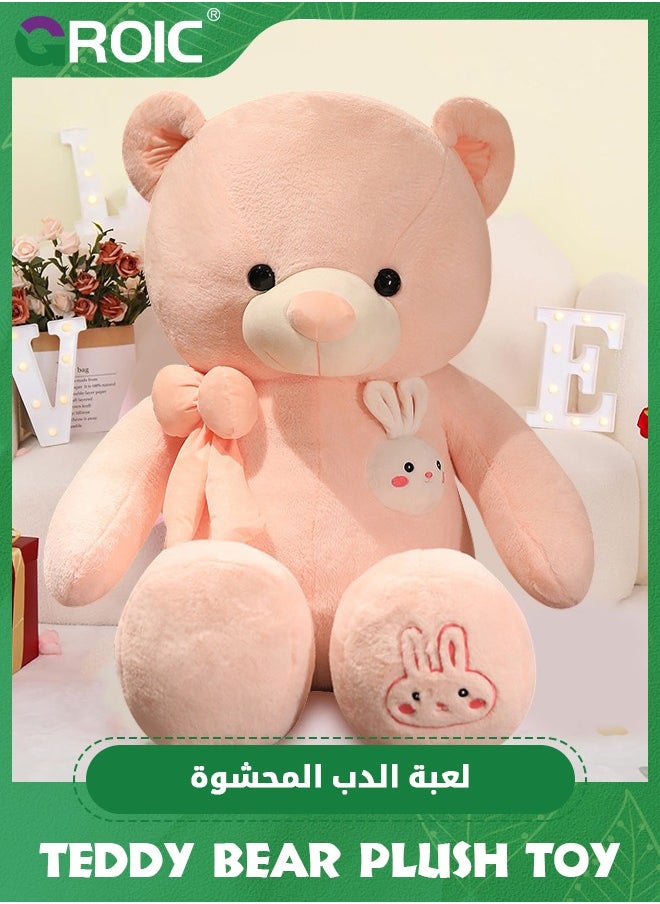 GROIC - Giant Teddy Bear Soft Toy, 31.5" Large Stuffed Animal Big Soft Toys with Bow and Cartoon Rabbit, Cuddly Stuffed Teddy Large Fluffy Teddies Plush Toy Gift for Kids Birthday Wedding Decorations - Image 1