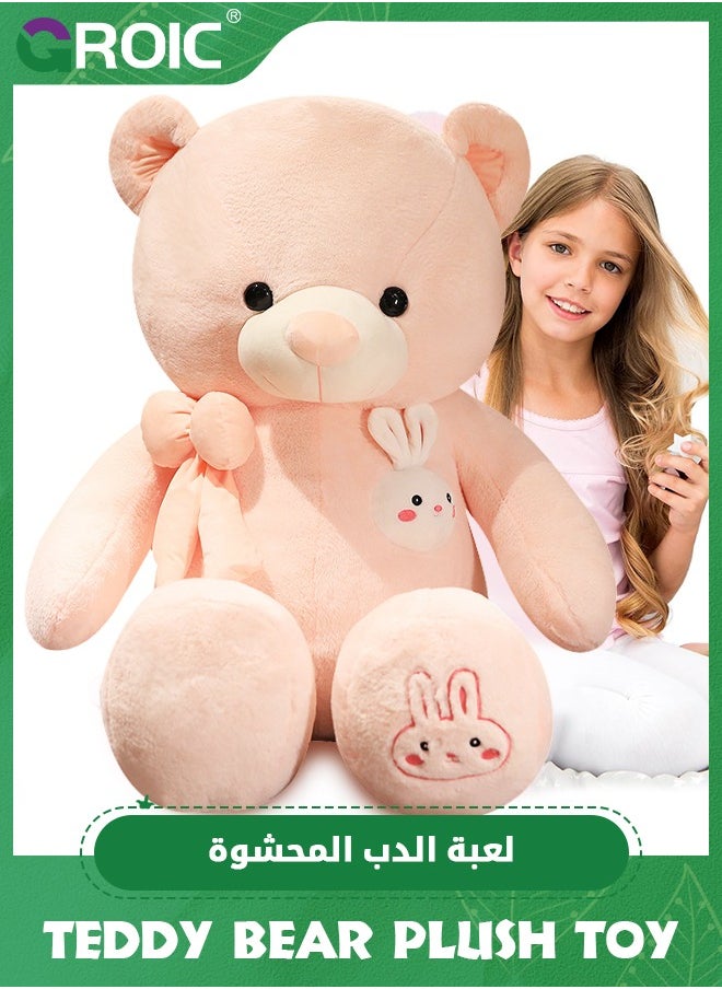 GROIC Giant Teddy Bear Soft Toy, 31.5" Large Stuffed Animal Big Soft Toys with Bow and Cartoon Rabbit, Cuddly Stuffed Teddy Large Fluffy Teddies Plush Toy Gift for Kids Birthday Wedding Decorations  - Image 1