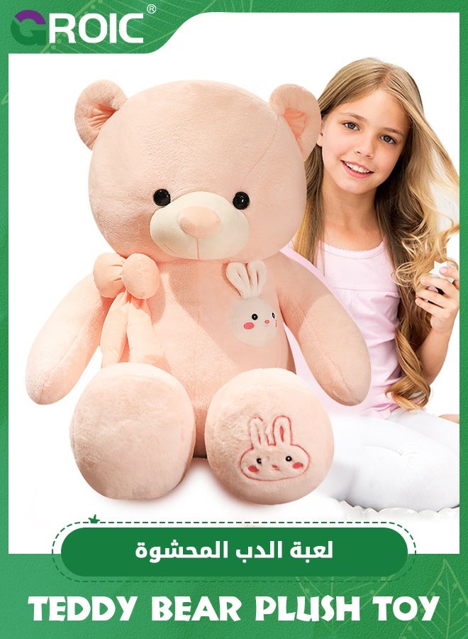 GROIC Giant Teddy Bear Soft Toy, 31.5" Large Stuffed Animal Big Soft Toys with Bow and Cartoon Rabbit, Cuddly Stuffed Teddy Large Fluffy Teddies Plush Toy Gift for Kids Birthday Wedding Decorations - Image 1