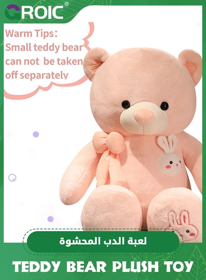 GROIC Giant Teddy Bear Soft Toy, 31.5" Large Stuffed Animal Big Soft Toys with Bow and Cartoon Rabbit, Cuddly Stuffed Teddy Large Fluffy Teddies Plush Toy Gift for Kids Birthday Wedding Decorations - Image 3