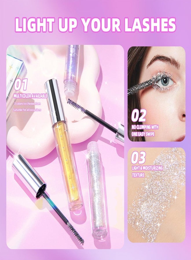 DLZZRS Colored Mascara for Eyelashes, Diamond Glitter Colorful Shiny Sparkle Waterproof Long Lasting Smudge-Proof, Lengthening Curling Volume Mascara Party Stage Use, #02 Gold - Image 4