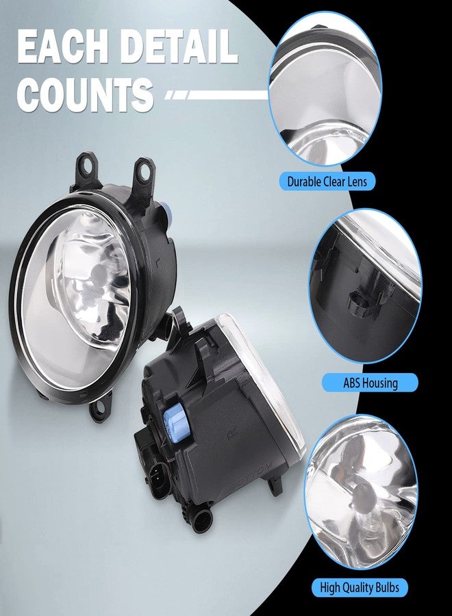 Tutor Auto Left & Right Fog Light Assembly Compatible with Toyota Venza Avalon Camry Corolla Highlander Matrix Prius RAV4 Solara Yaris, Lexus GS350 HS250h LX570 RX350 RX450h 2006-2013 with H11 12V 55W Bulbs - Image 4
