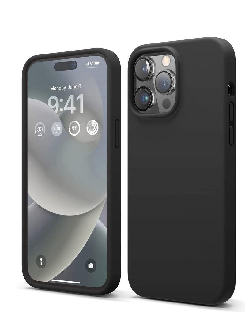 Liquid Silicone Case Compatible with iPhone 14 Pro MAX Case (6.7"), Premium Silicone, Full Protection - 4 Layer Shockproof Case, Soft Anti-Scratch Microfiber Lining (Black) - Image 1