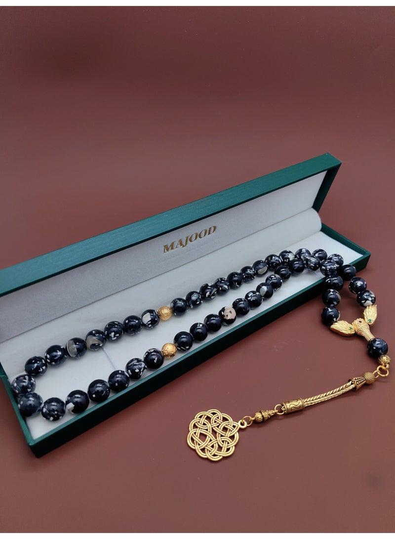 MAJOOD/45 Dyed Fritillary Pearl Prayer Beads/Tasbih/10MM/For Men And Women - Image 3