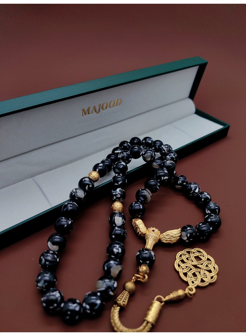MAJOOD/45 Dyed Fritillary Pearl Prayer Beads/Tasbih/10MM/For Men And Women - Image 4
