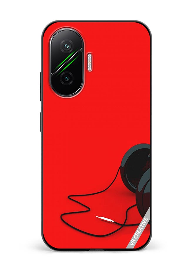 Protective Case Cover For Xiaomi Poco F7 Black Headphones Design Multicolour