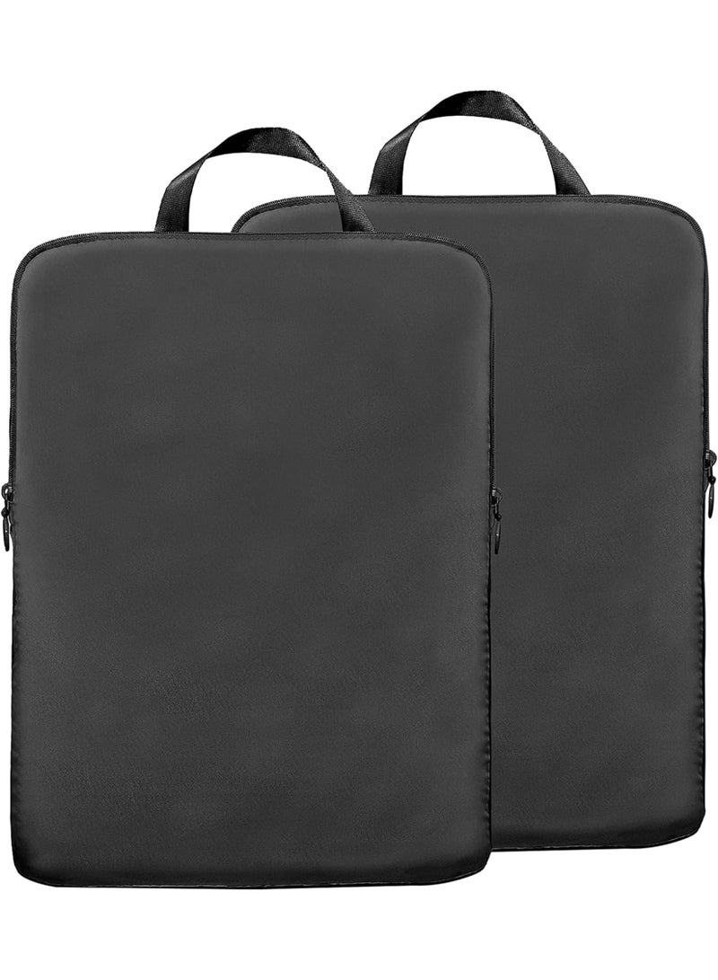 SOLARAE أكياس تعبئة مضغوطة للسفر، 2 حزمة حقيبة تخزين قابلة للتوسيع، منظمات تعبئة حقائب خفيفة الوزن لأكياس السفر والحقائب، سوداء - Image 1