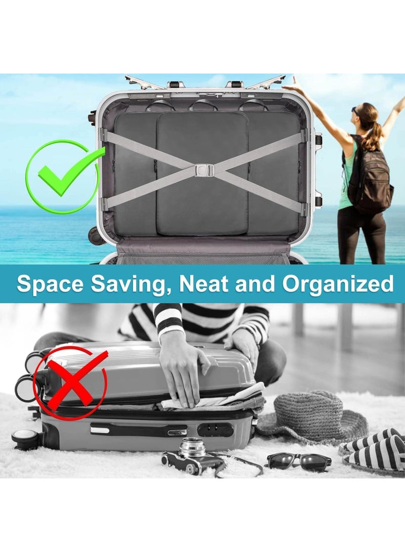 SOLARAE أكياس تعبئة مضغوطة للسفر، 2 حزمة حقيبة تخزين قابلة للتوسيع، منظمات تعبئة حقائب خفيفة الوزن لأكياس السفر والحقائب، سوداء - Image 5