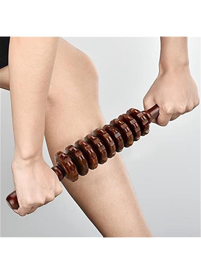 Wood Massage Roller Stick, Cellulite Muscle Roller Stick for Athletes, Trigger Point Manual Massage Stick for Sore Muscle Pain Relief & Recovery, Tightness, Soothing Cramp, (1 PCS, Red) - Image 5