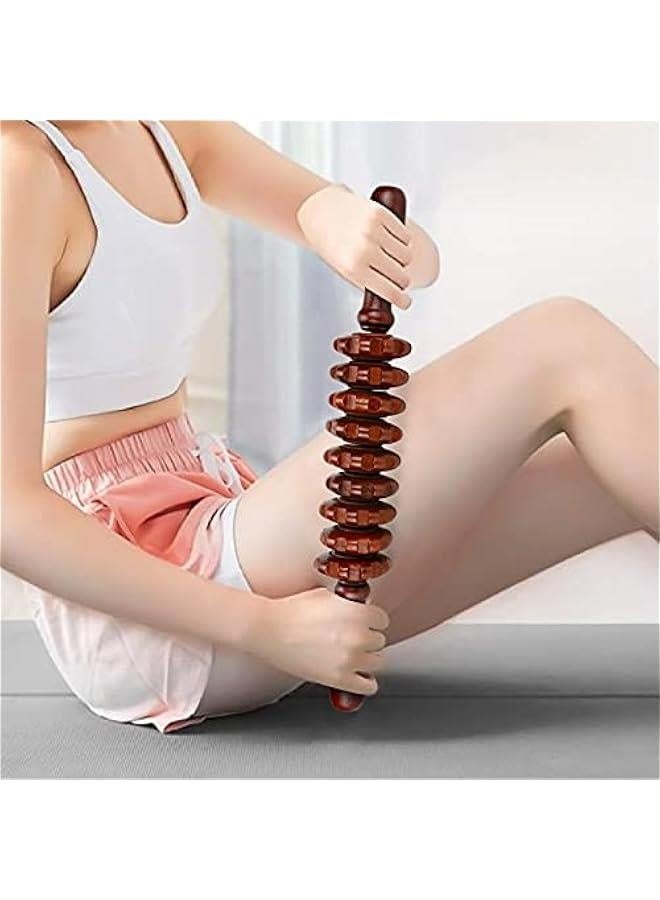 Wood Massage Roller Stick, Cellulite Muscle Roller Stick for Athletes, Trigger Point Manual Massage Stick for Sore Muscle Pain Relief & Recovery, Tightness, Soothing Cramp, (1 PCS, Red) - Image 4