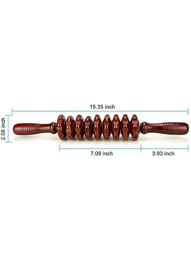 Wood Massage Roller Stick, Cellulite Muscle Roller Stick for Athletes, Trigger Point Manual Massage Stick for Sore Muscle Pain Relief & Recovery, Tightness, Soothing Cramp, (1 PCS, Red) - Image 2