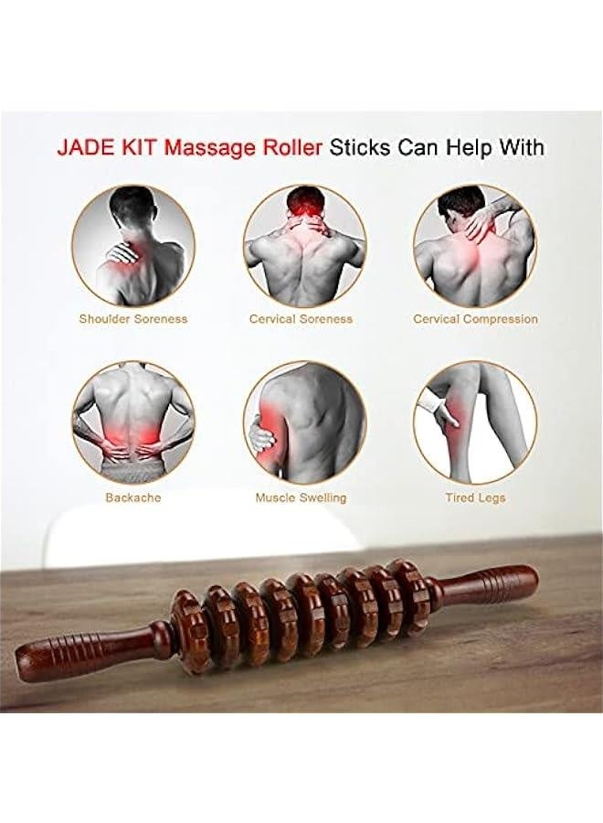 Wood Massage Roller Stick, Cellulite Muscle Roller Stick for Athletes, Trigger Point Manual Massage Stick for Sore Muscle Pain Relief & Recovery, Tightness, Soothing Cramp, (1 PCS, Red) - Image 3