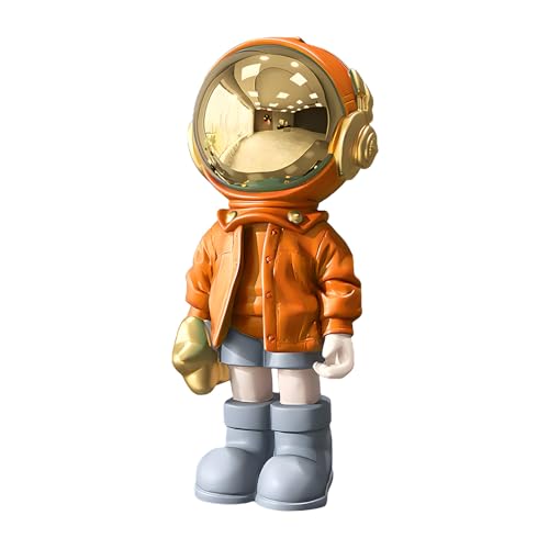 Dosker Small Astronaut Statues Mini Spaceman Sculpture Polyresin Arts Gifts Orange Figurine Ornament Room Decor for Men,Home and Desktop Accessories Tabletop Decoration, Living Room, Office, Bookshelf - Image 1