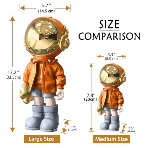Dosker Small Astronaut Statues Mini Spaceman Sculpture Polyresin Arts Gifts Orange Figurine Ornament Room Decor for Men,Home and Desktop Accessories Tabletop Decoration, Living Room, Office, Bookshelf - Image 5