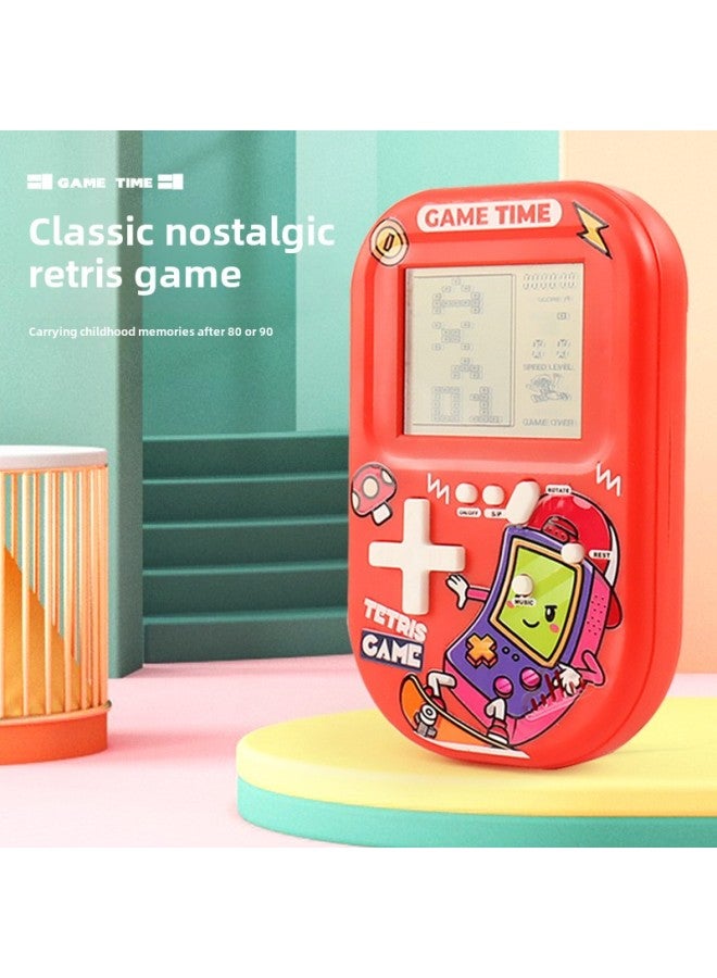 Tetris Game Machine Development Intelligence Puzzle Retro Nostalgic Toys Children Year Children's Palm Block Machine-Model:Large - Red Tetris Game Console - Free Battery - Image 4