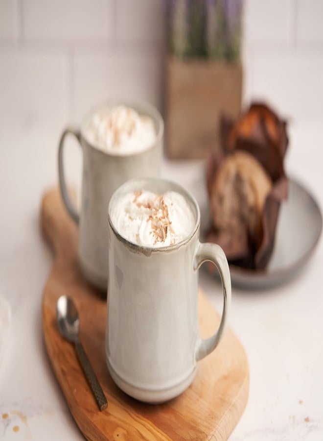 كووك أكواب قهوة كوك المزججة، مصنوعة من السيراميك، آمنة للاستخدام في الميكروويف وغسالة الصحون، سعة 13 أونصة، لون جافا/رمادي داكن، طقم من قطعتين - Image 3