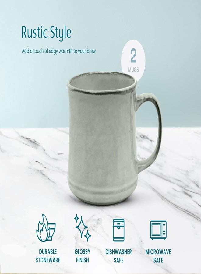 كووك أكواب قهوة كوك المزججة، مصنوعة من السيراميك، آمنة للاستخدام في الميكروويف وغسالة الصحون، سعة 13 أونصة، لون جافا/رمادي داكن، طقم من قطعتين - Image 5