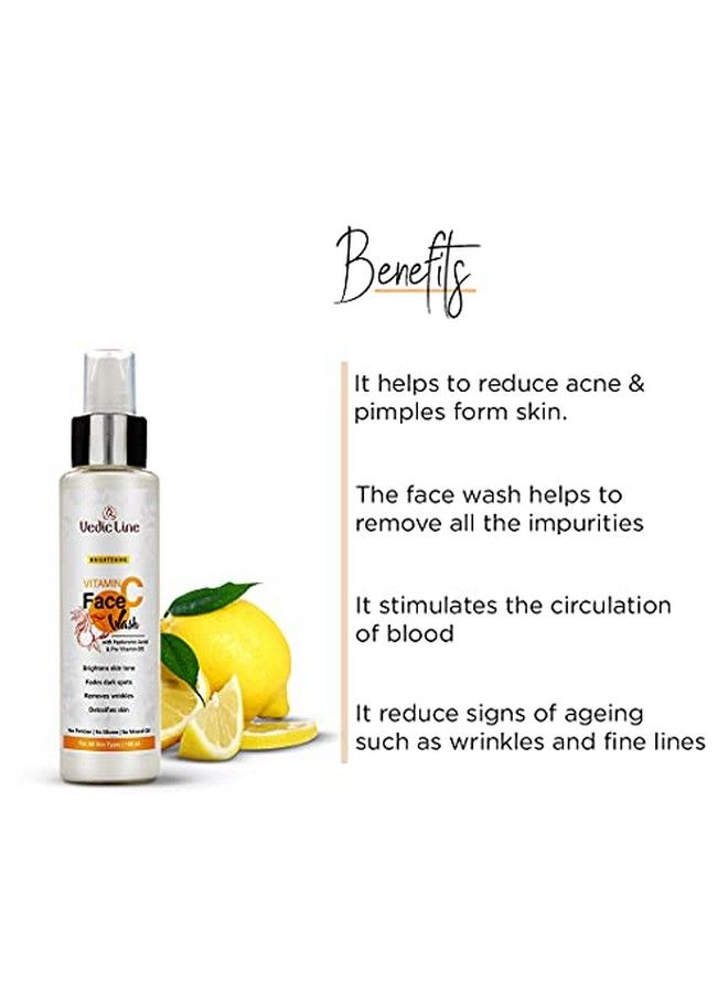 Vedicline Vitamin C Face Wash Reduce Dirt & Impurities Dark Spots With Citrus Lemon Extract Aloe Vera For Radiant Skin 100Ml - Image 4
