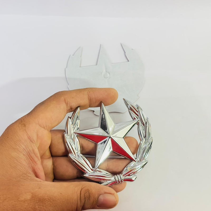 AUTO MT Car Bike Laptop Metal Logo Car Emblem & Grill Met.al Lo.go for Carr 3D Badge Auto Racing Universal Sport Sticker Grand Tourer Decal. (Chrome, Star Metal Logo) - Image 2