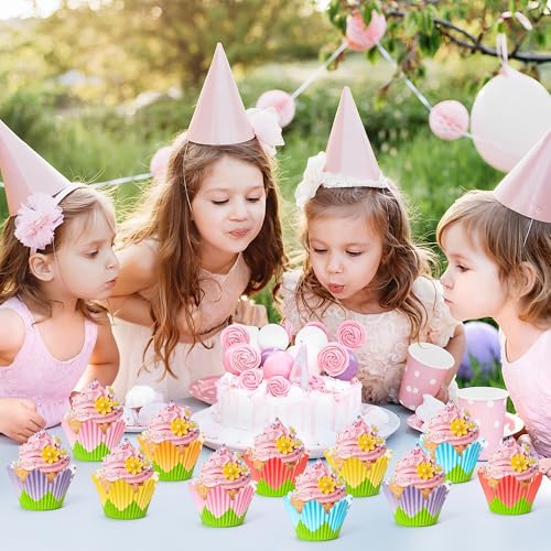 COcnny Flower Cupcake Paper Liner - 300pcs Easter Baking Cups Muffin Cupcakes Wrappers, Spring Lavender Tulip Cake Chocolate Candy Wrap Making Supplies for Spring Birthday Baby Shower Party (6 Styles) - Image 5