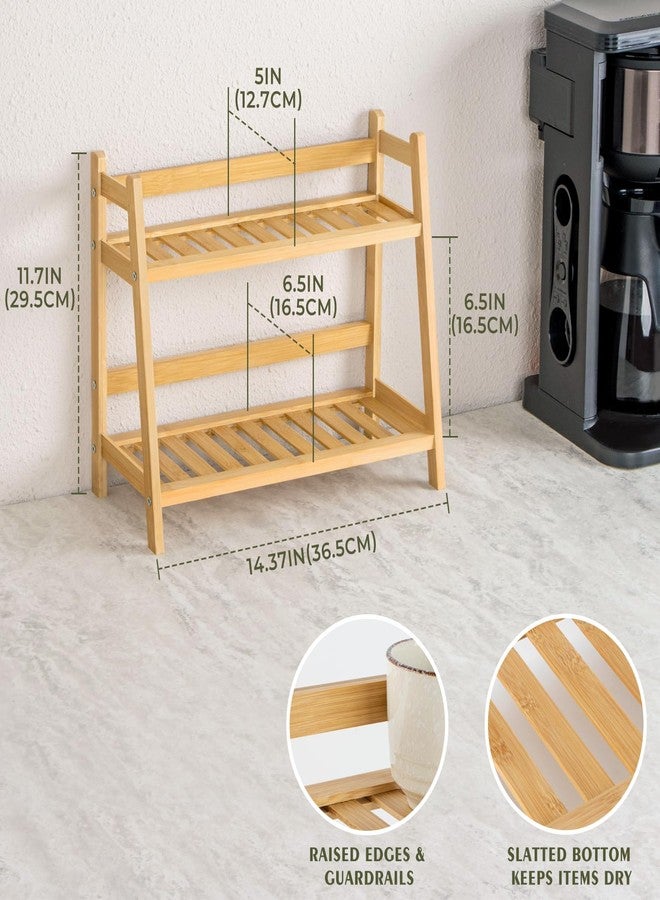 ANBOXIT Bamboo Matcha Station Organizer, Countertop 2 Tier Desktop Shelf for Mugs, Cups, and Condiments - Ideal for Matcha & Coffee Accessories in Kitchen, Home, Office - Image 4