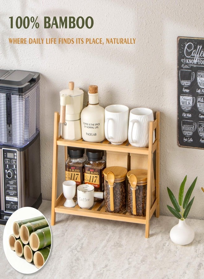 ANBOXIT Bamboo Matcha Station Organizer, Countertop 2 Tier Desktop Shelf for Mugs, Cups, and Condiments - Ideal for Matcha & Coffee Accessories in Kitchen, Home, Office - Image 3