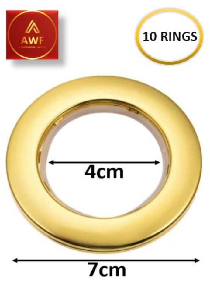 AL WADI FURNITURE AWF Al Wadi Furniture Pack of 10 Golden Curtain Grommets Round Plastic Curtain Eyelet Rings with nano-scale silencer ring, DIY Rings for Window Curtain, Shower Curtain, Locker Room Door Curtain  - Image 2