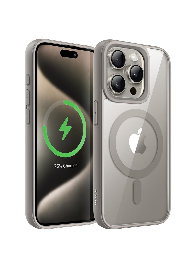 Denx - Magnetic Case for iPhone 14 Pro Case, Compatible with MagSafe, Plating Luxury Cover, Clear Soft TPU Shockproof Protective Phone Case, (Natural Titanium) - Image 1